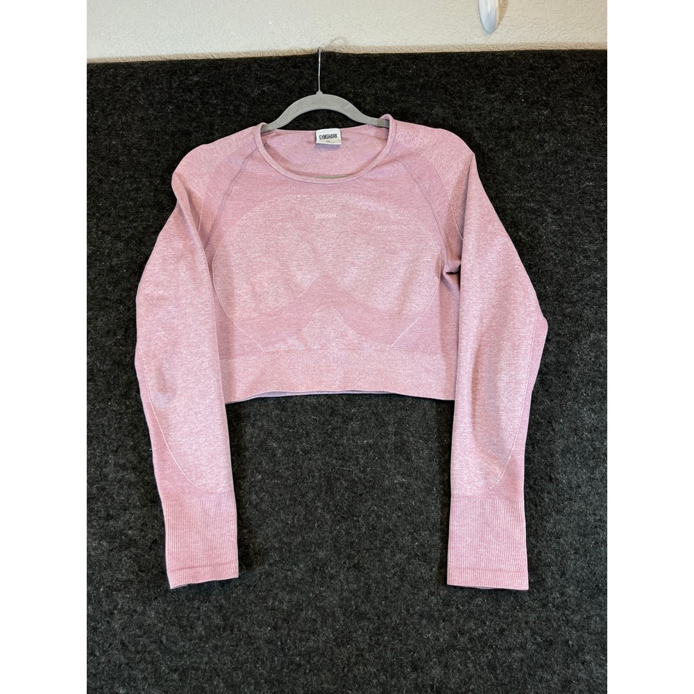 Gymshark Vital Seamless 2.0 Long Sleeve Crop Top Pink Marl XL Keyhole Back